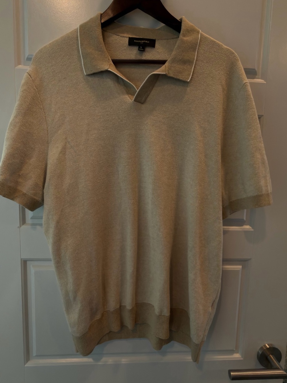 Banana Republic Knit Polo Sweater – Men’s Large – Oatmeal Beige